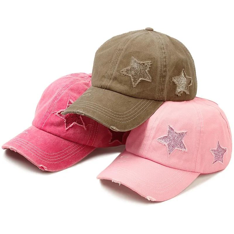 Fashion Washed Denim Hole Star Baseball Cap Snapback Hats Summer Autumn Fishing Hat For Men Women Caps Casquette Hat